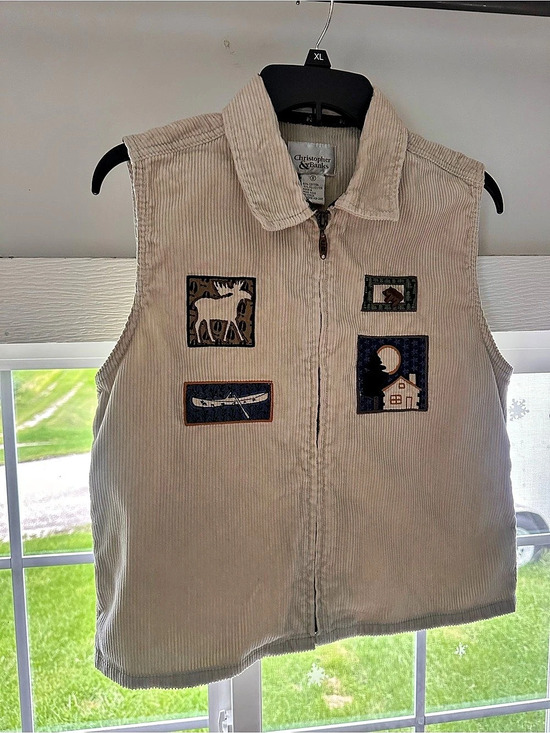 Christopher & Banks Jackets & Blazers - Christopher & Banks Corduroy Patch Vest in Cream Like New